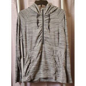 Athleta Hoodie Women's‎ Large Gray 1/4 Zip Drawstring Hooded Pullover Pockets